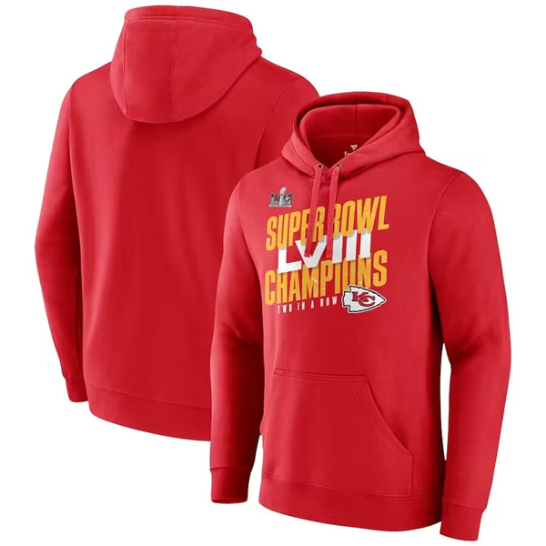 Men's Kansas City Chiefs Red Super Bowl LVIII Champions Iconic Victory Pullover Hoodie Men's Kansas City Chiefs Red Super Bowl LVIII Champions Iconic Victory Pullover Hoodie